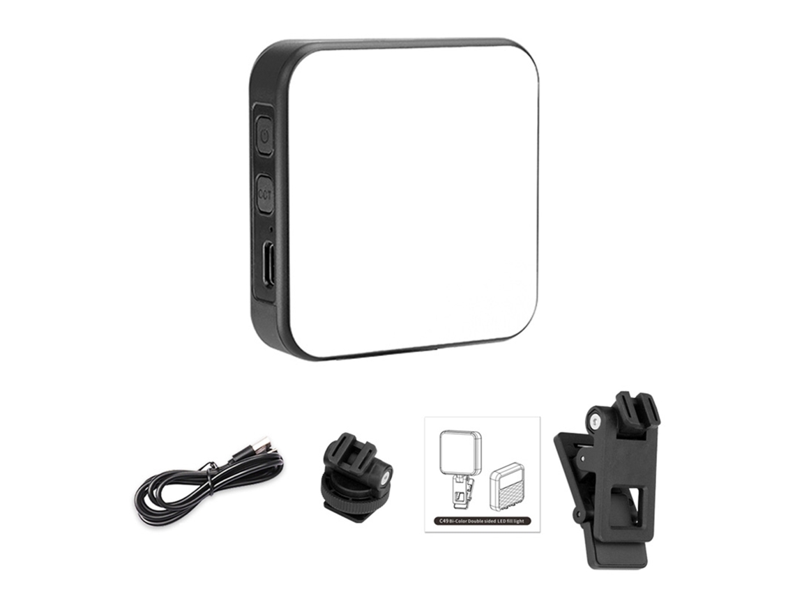 Luz LED para cámara de video y transmisión en vivo, luz para selfies para smartphone portátil con pinza