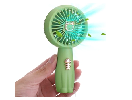 Ventilador portátil de mano Mini potente ventilador USB con batería recargable y luces LED Ventilador eléctrico Pequeño Personal Lindo Verde BISBIS...
