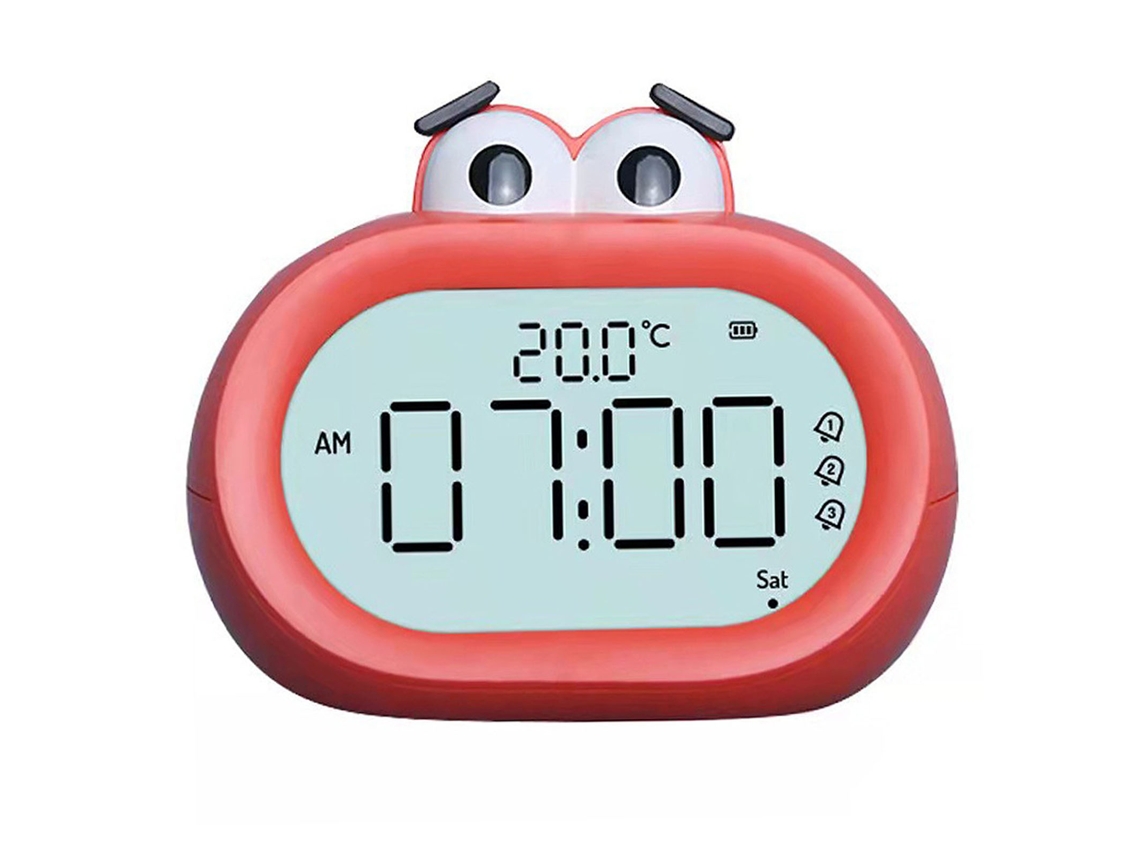 2026-reloj Despertador Niños Cute Led Digital Inteligente Con Luz Nocturna Operado Por Baterías Rojo