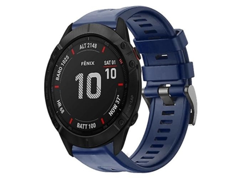 Correa para Garmin Fenix 6x Zafiro Hebilla de metal Correa de reloj de silicona de color sólido Azul marino VENISYMLIS