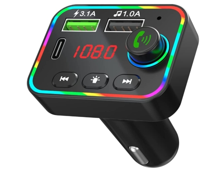 Transmisor FM Bluetooth 5.0 para automóvil, 38W PD y QC3.0 Cargador rápido para automóvil Adaptador inalámbrico de radio FM Bluetooth Reproductor d...