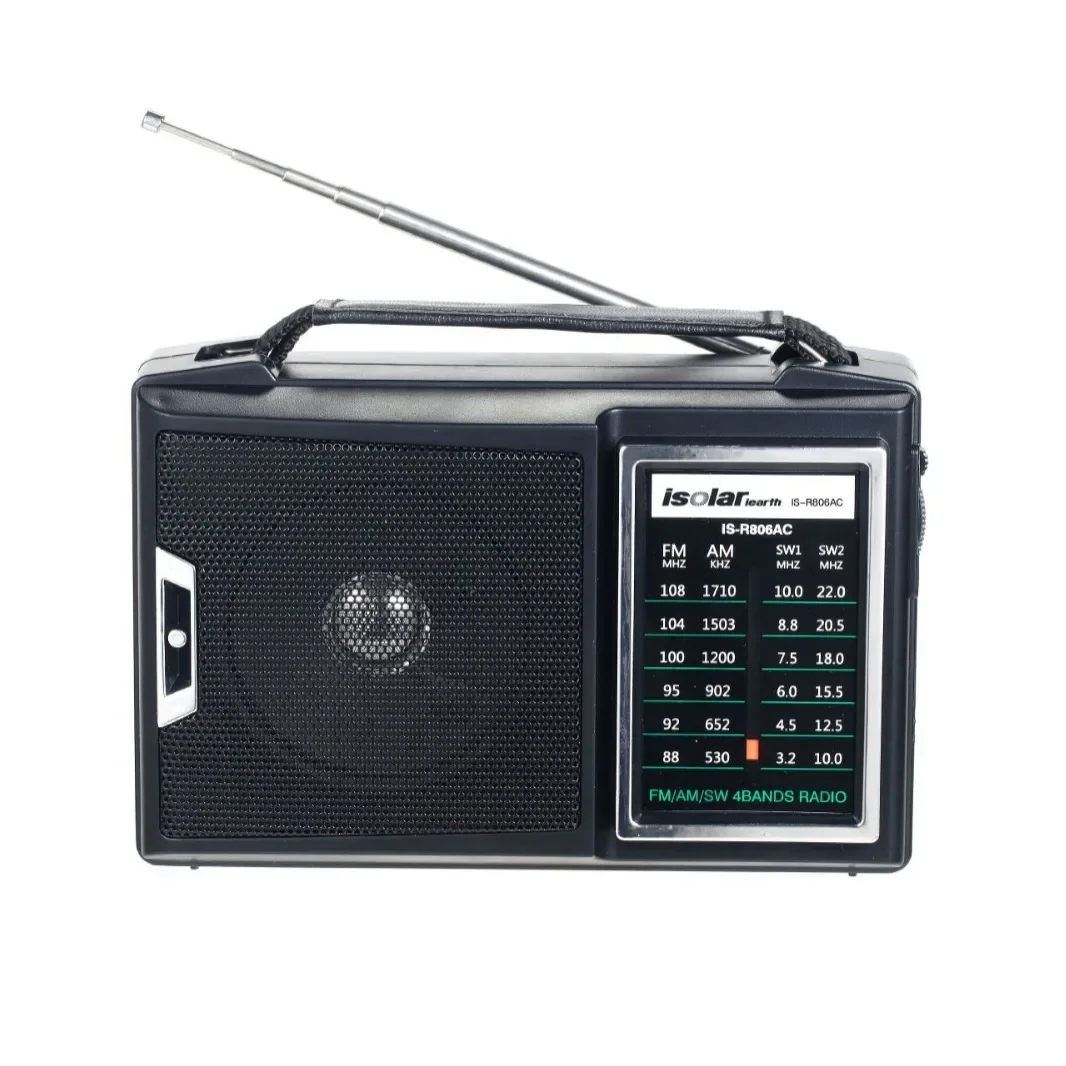 (negro) Radio Retro De Banda Completa Con Altavoces De Alta Potencia Y Antena Retráctil. Soporta Alimentación Dc 3v/ Ac 220v
