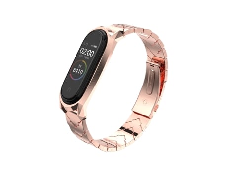 Correa Smartwatch para Xiaomi Mi Band 6/5/4/3 Mijobs GT Metal Acero Inoxidable Tipo V (Oro Rosa)