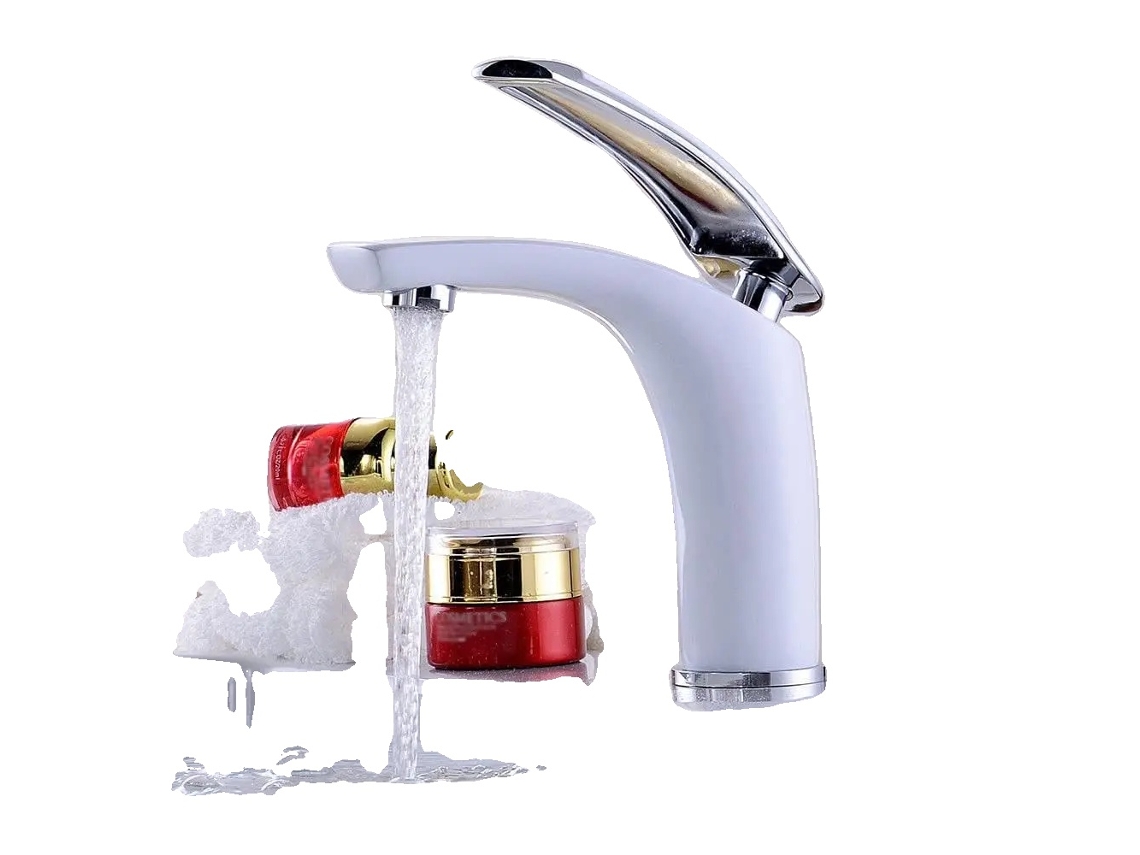 Grifo mezclador para lavabo, diseño elegante, fácil instalación, color blanco