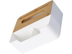 Caja De Pañuelos Fácil Reemplazar Con Tapa Bambú Pp Blanca, Servilletero Decorativo Para Oficina Y Escritorio.