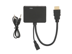Convertidor Y Divisor De Señal Hdmi A Vga Y Hdmi Con Salida De Audio - Negro