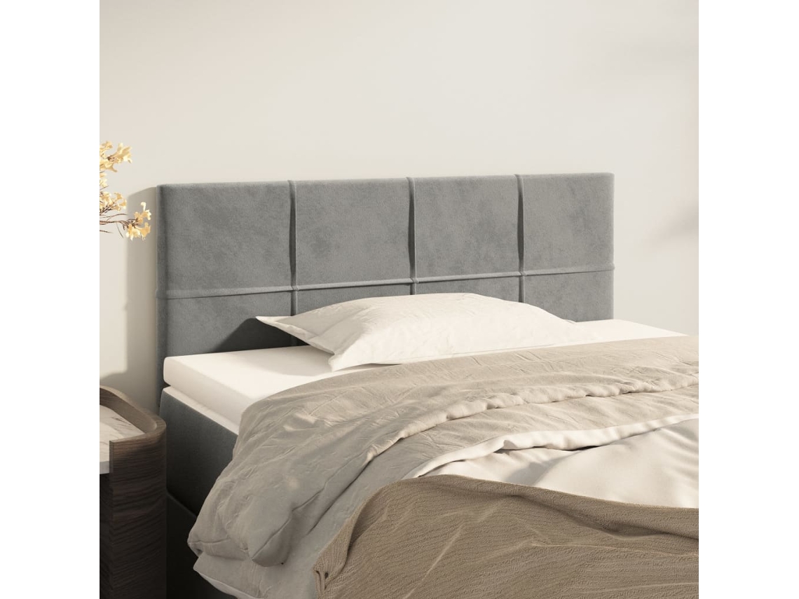 Cabecero De Terciopelo Gris Claro 100x5x78/88 Cm