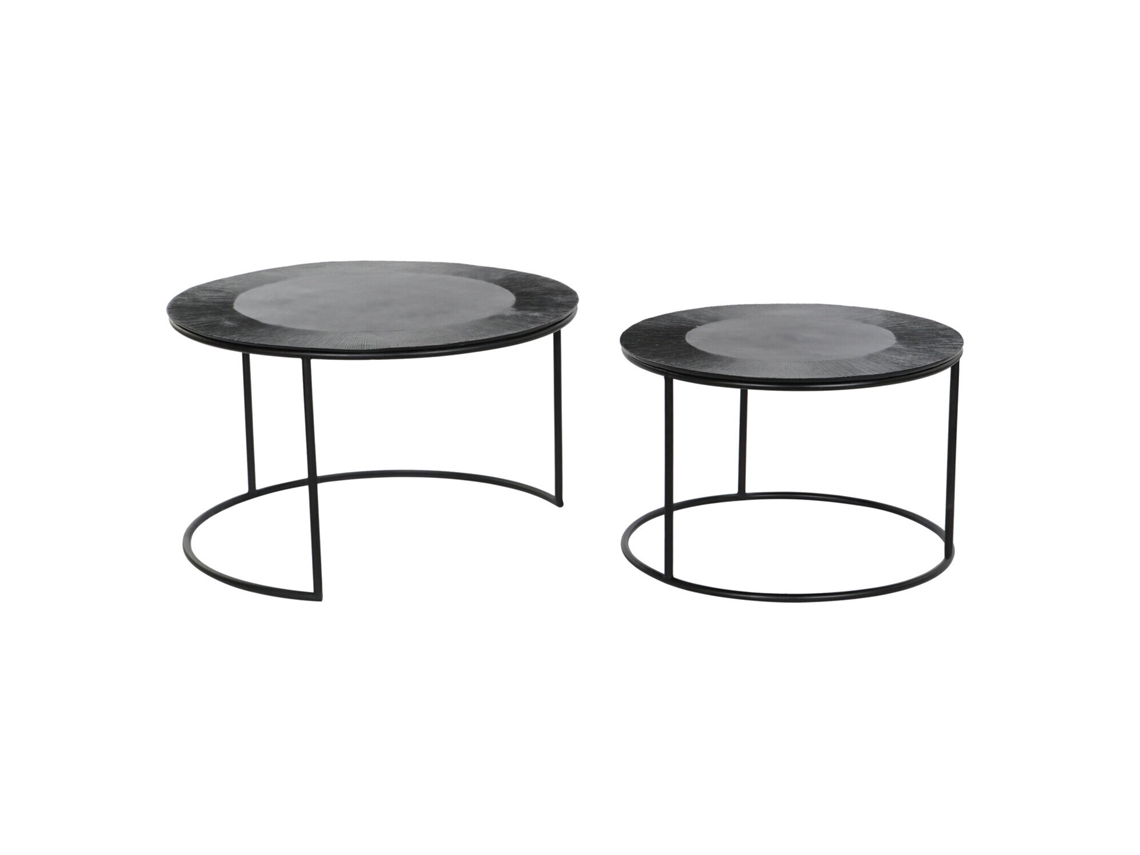 Set 2 Mesita Auxiliar Metal Aluminio 76,5x76,5x47cm