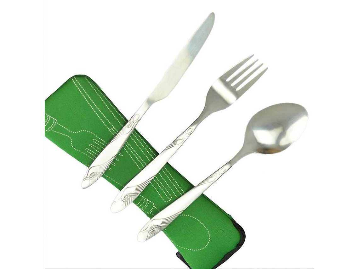 Juego de fundas portátiles de acero inoxidable con cubierta de lona para picnic, camping y taller - Verde