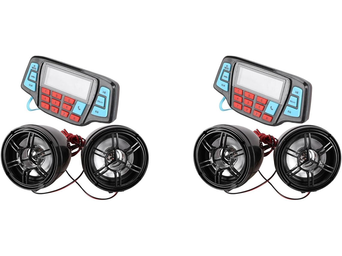Reproductor De Música Mp3 Para Motocicleta (2 Unidades), Altavoz Estéreo Bluetooth, Sistema De Audio Manos Libres, Radio Fm Resistente Al Agua.