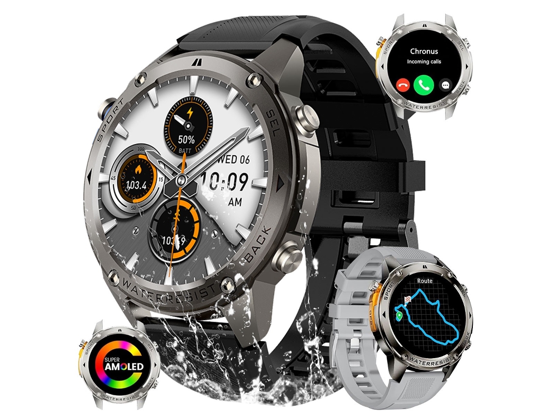 Smartwatch Chronus DM56 GPS L1+L5 de Alta Precisión con Pantalla AMOLED de 1,43'' 5ATM y Batería de Larga Duración (Negro)