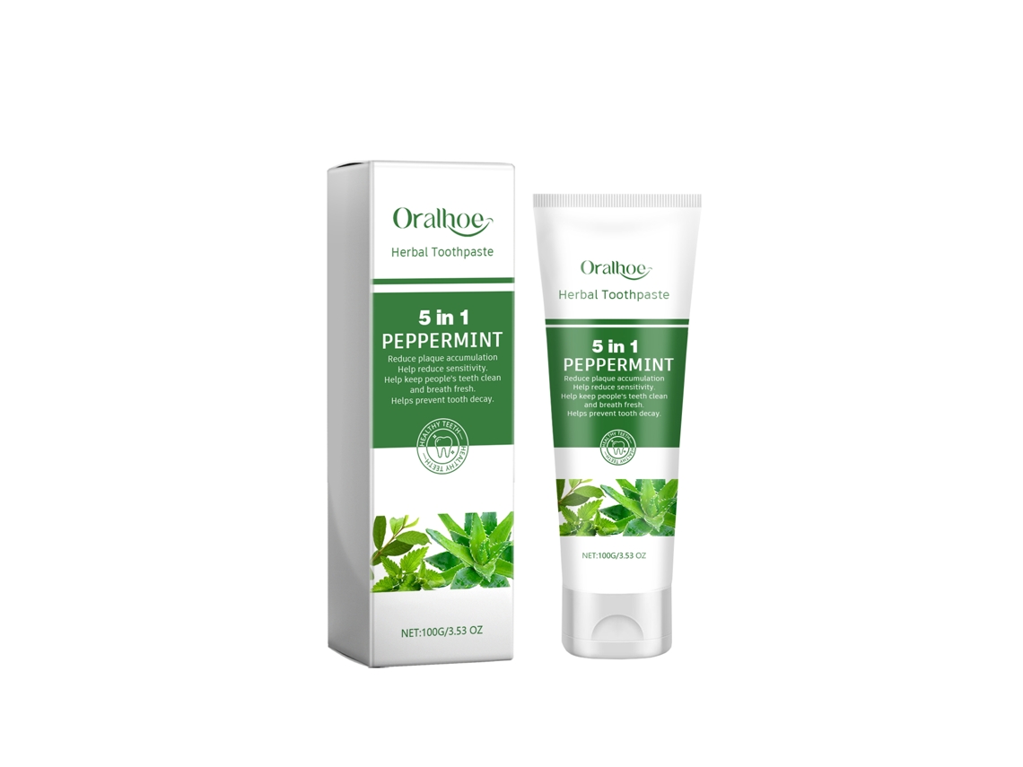 La pasta dental Oralhoe Aloe blanquea, elimina manchas y olores, y refresca el aliento.