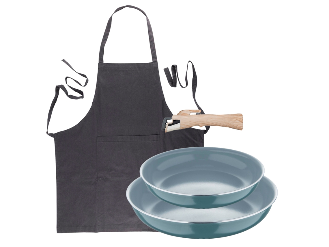 Sartenes Ø24ø28cm Inducción Clickcook Y Delantal Gris