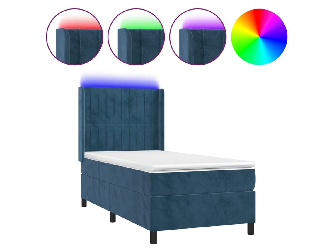 Cama Con Somier VIDAXL Azul Terciopelo (90x190 cm)