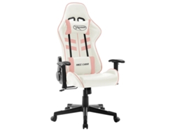 Silla De Gaming De Cuero Sintético Blanco Y Rosa