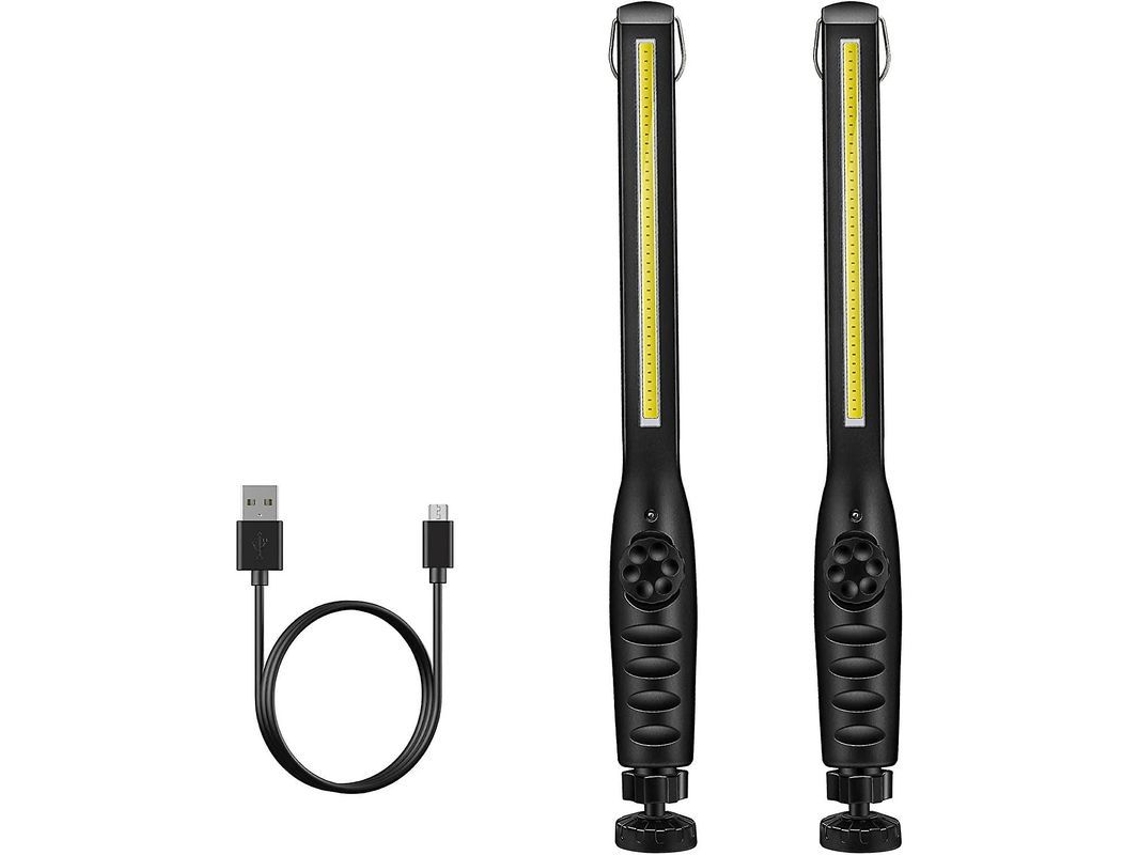 Linterna De Trabajo Recargable Usb Cob Con Imán Y Gancho Para Inspección Y Reparación