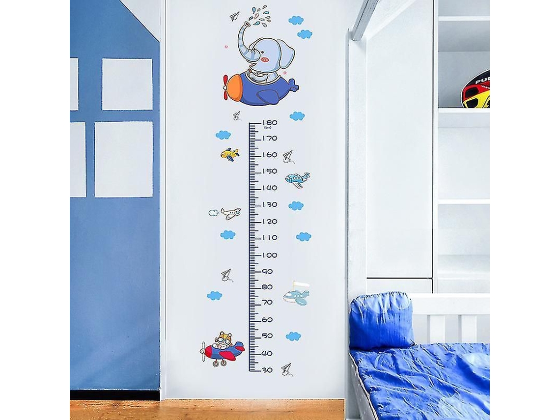 Adhesivo de pared para medir la altura de los niños, decorativo, para habitación infantil, PVC removible, 45x60cm, 1 elefante