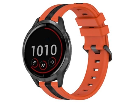 Correa De Reloj Inteligente Para Garmin Vivoactive 4, Banda De Reloj De Silicona Bicolor Vertical Naranja-Negro De 22Mm VENISYMLIS