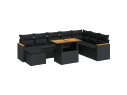 Maison Exclusive - Set Sofás Jardín Y Cojines 9 Pzas Ratán Sintético Acacia Negro