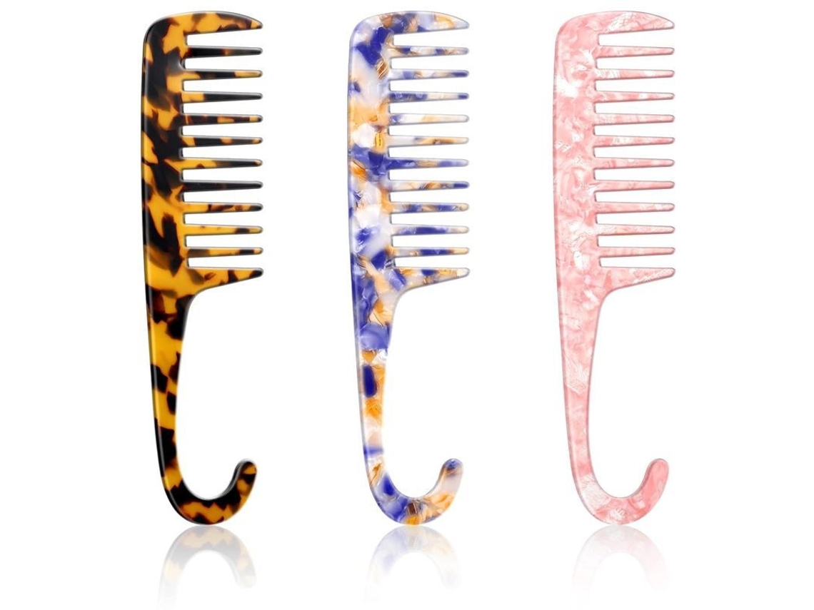 3 Peines De Gancho De Dientes Anchos, Peine De Ducha, Peine Desenredante, Peine Para El Cabello