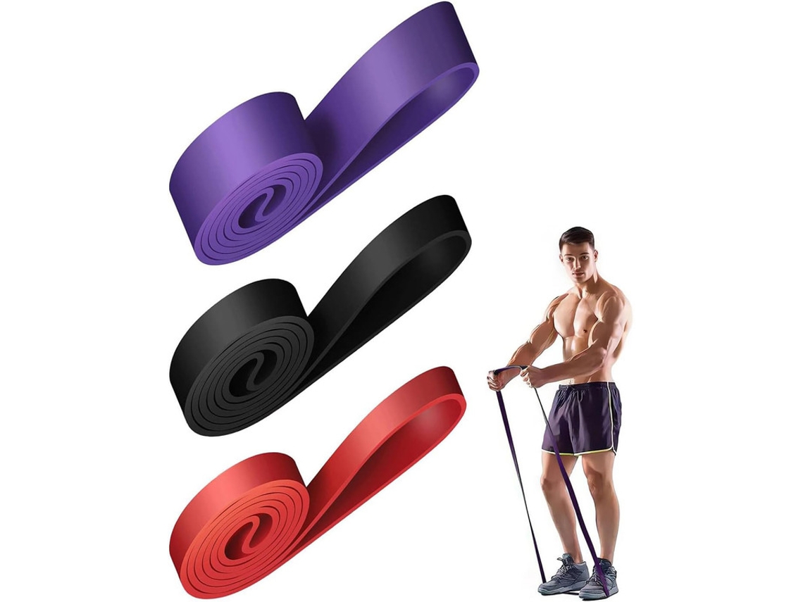Bandas de estiramiento, 3 niveles de resistencia, bandas de estiramiento fitness para entrenamiento de Pilates Yoga (Multicolor, pack de 3)