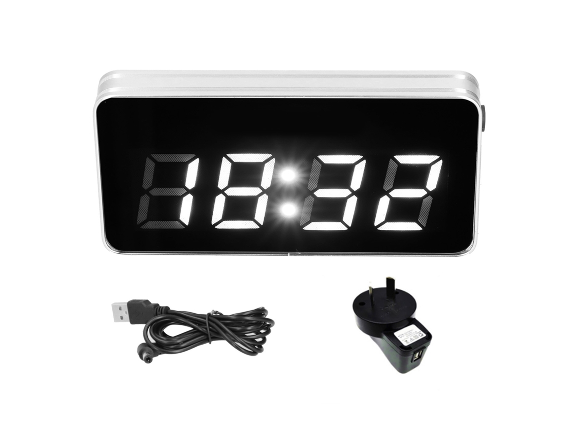 Reloj de escritorio Baok con espejo de cristal, función luminosa, LED, calendario perpetuo y enchufe estándar australiano para el hogar y la oficina.