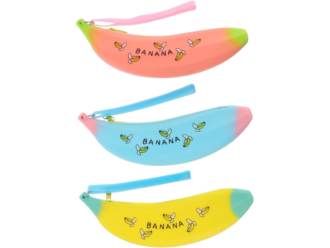 Estuche Para Lápices Creativo De 3 Piezas Con Forma De Plátano, Adorable Estuche Para Bolígrafos Para Estudiantes, Bolso