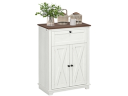 Aparador De Salón Con Doble Puerta, Cajón Y Estante Regulable, Blanco, 60x30x87,4 Cm.