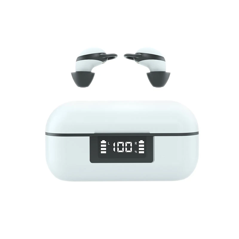 Auriculares Bluetooth TWS (negros y blancos) para dormir, auriculares estéreo verdaderos e invisibles con micrófono.