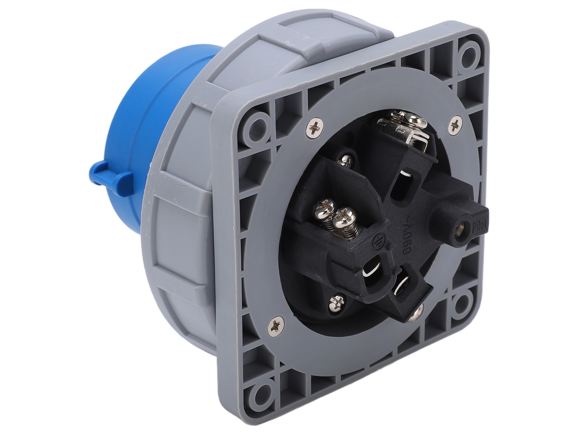 Conector Industrial 3 Pin 63a Ip67 Impermeable 2p+e Para Electricidad Aeropuerto