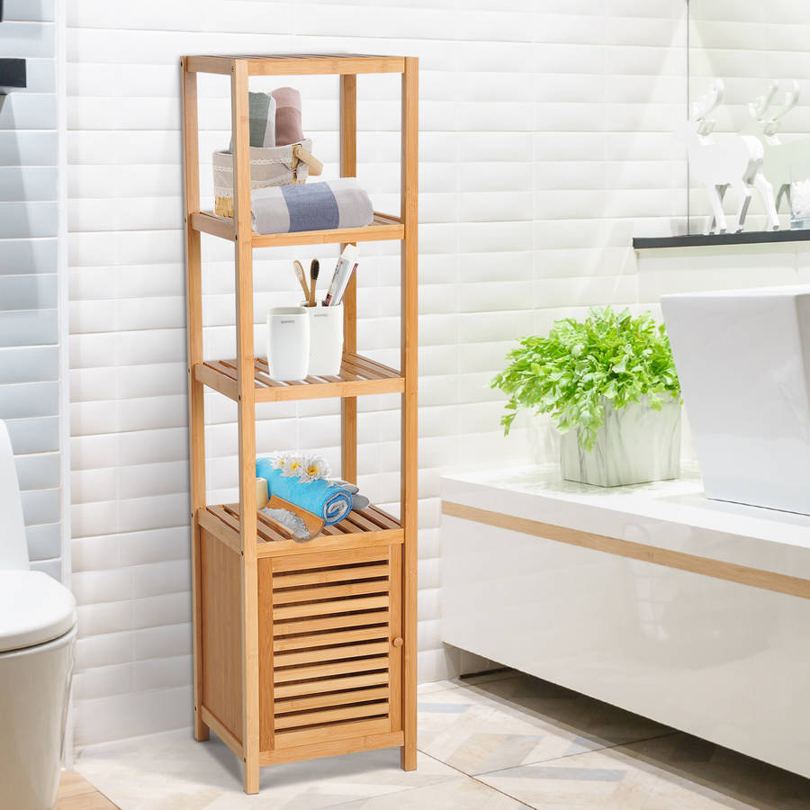 Estantería De Para baño armario alto librería organizador 4 nivel 1 puerta 834150