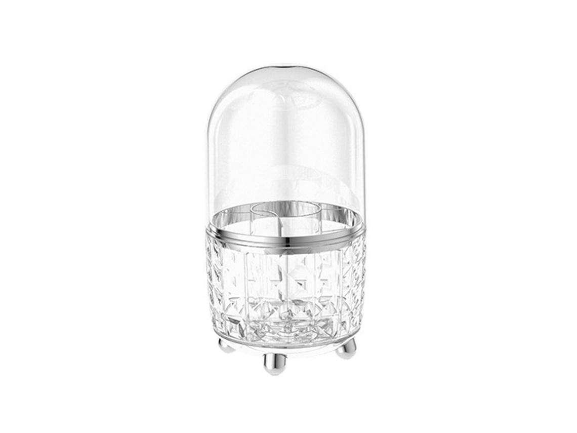 Organizador De Maquiagem Rotativo 360° Com Tampa 6 Compartimentos Para Pincéis De Maquiagem No Banheiro E Vanity