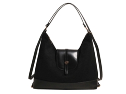 Bolso bandolera elegante y práctico para mujer, de estilo clásico, en piel sintética, con gran capacidad, ideal para viajar. Negro.