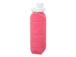 Botella De Agua Plegable De 600 Ml, De Acero Inoxidable Y Silicona, Ligera, Ideal Para Viajes, Gimnasio, Camping Y Deportes. Color Rosa.