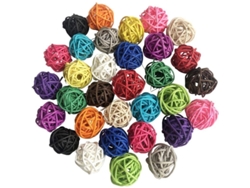 32 Pelotas De Ratán 3cm Juguetes Para Aves Pericos Material Natural Multicolor