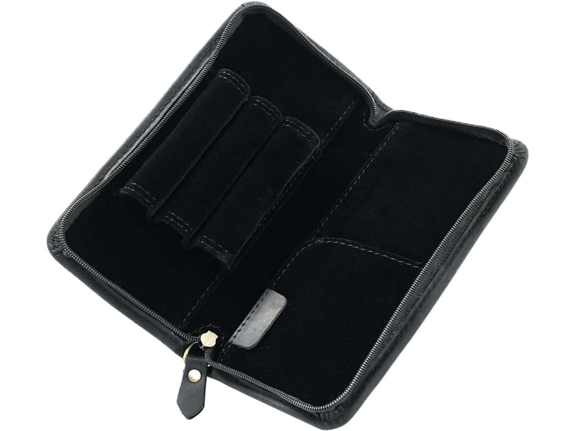 17 x 8 x 3 cm, Estuche vintage para pluma estilográfica con 3 compartimentos, Estuche de cuero para lápices, Ideal para uso doméstico