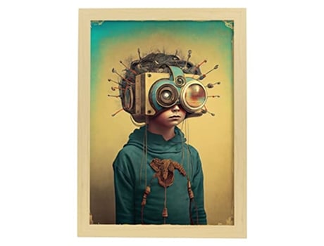 NACNIC Poster Prismáticos En Estilo Surrealismo Cinematográfico Ilustraciones Y Grabados De Historieta Abstracta Y Artística A4 Marcos Madera