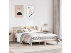 Estructura de cama sin colchón madera maciza de pino 160x200 cm