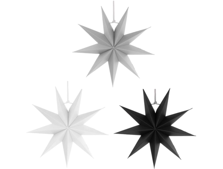 Estrellas Plegables, Juego De Estrellas De Papel De Pascua De 9 Puntas De 30 Cm Para Árbol De Navidad Árbol De Navidad - Blanco Gris Negro, 3 Piezas