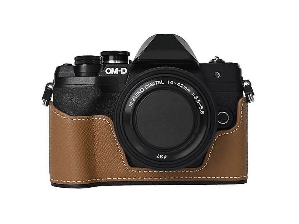 Estuche de cuero texturizado compatible con la cámara Olympus OM DE M10 Mark III, batería fácil de reemplazar Facpoet