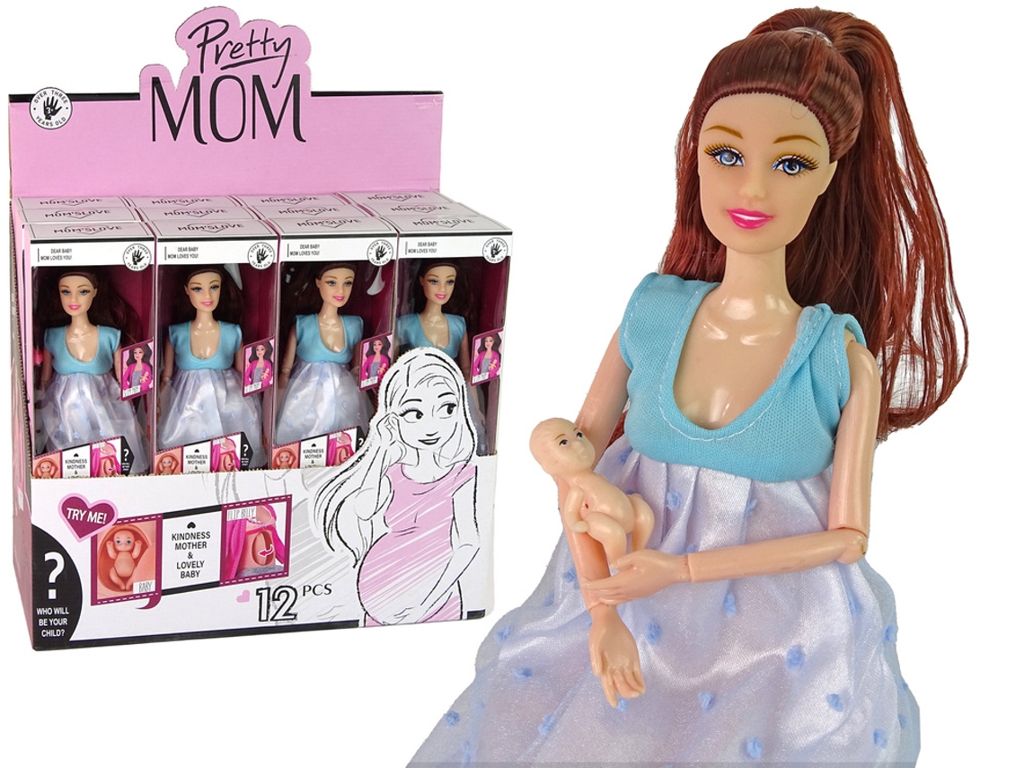 Muñeca embarazada B.active con vestido azul