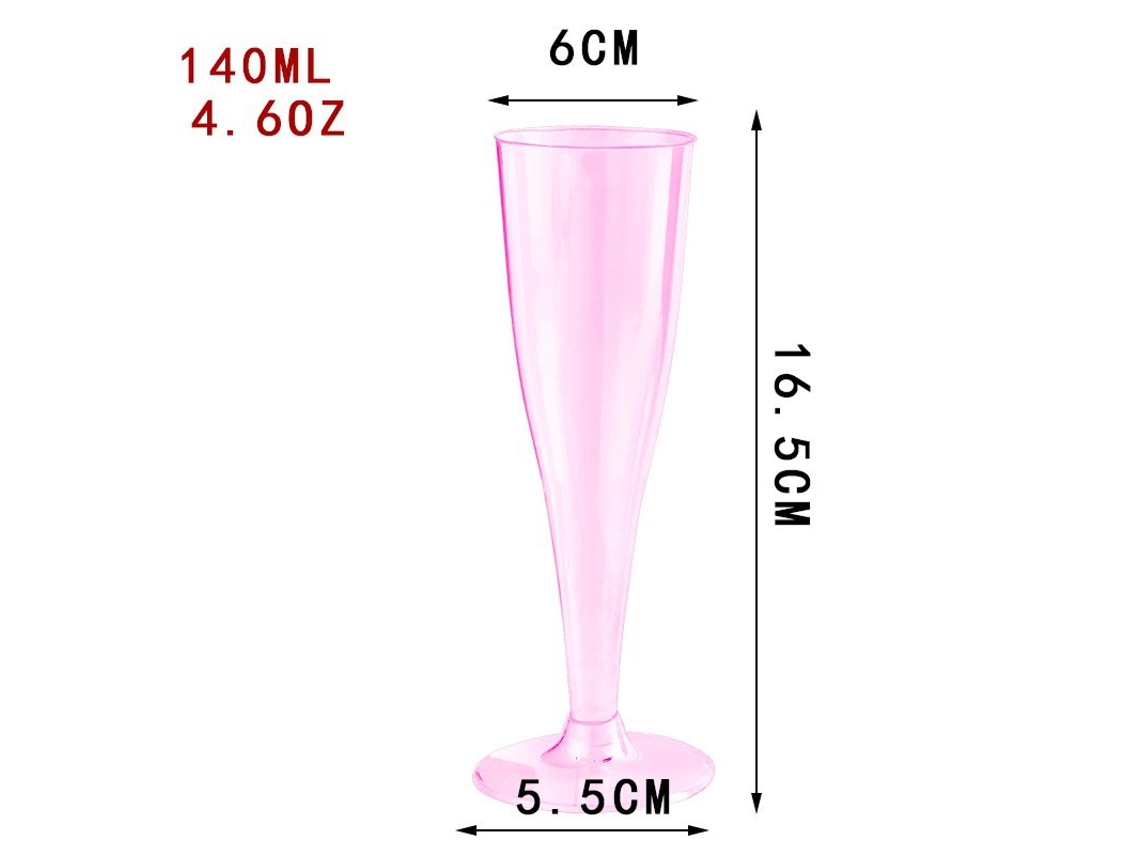 Copas de champán desechables de plástico YUNZII de 135 ml con borde rosa