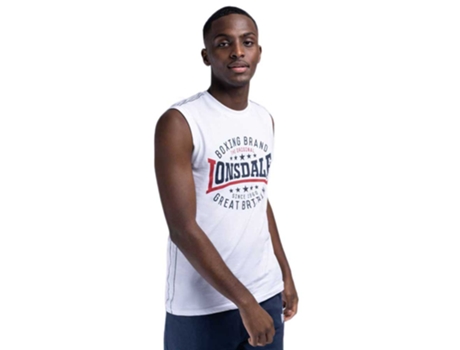 Camiseta sin Mangas de Hombre para Fitness LONSDALE St Agnes Blanco (2XL)