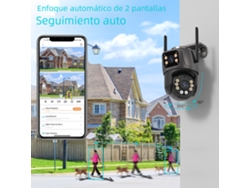 Cámara PTZ Wi-Fi para exteriores Mdug 4k de 4 MP y 64 GB de memoria, equipada con lentes duales, pantallas duales y seguimiento automático