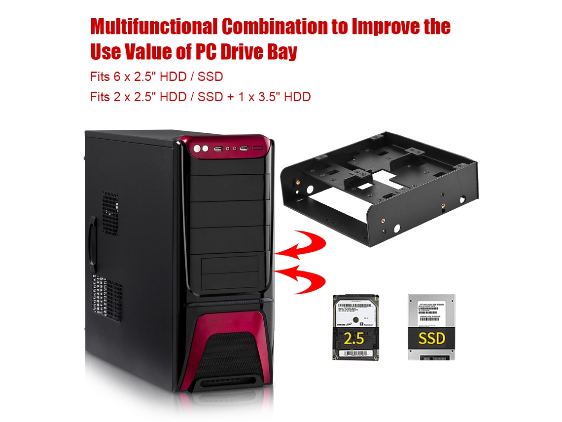 Soporte De Montaje Oimaster 2.5/3.5 Hdd/ssd A Bahía De Disquete 5.25