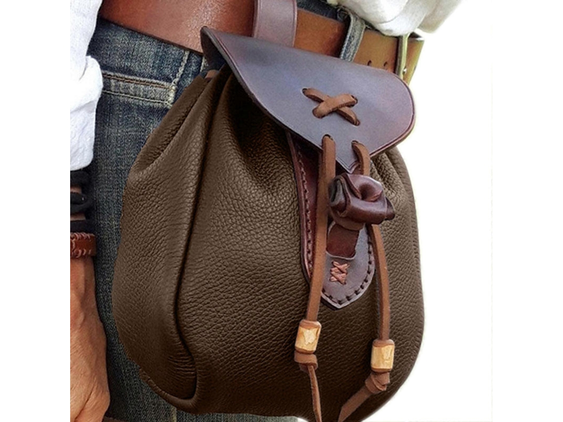 Riñonera Steampunk con cordón ajustable, elegante, informal y suave al tacto, marrón oscuro, talla única.