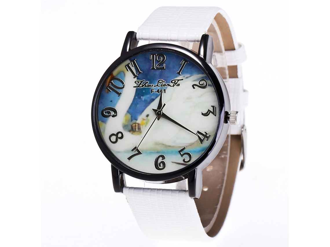 Reloj De Cuarzo Unisex Con Correa De Cuero Pu Y Dial Numérico Patrón Animal (blanco)