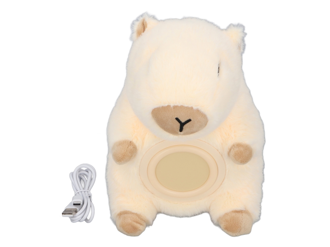 Despertador De Peluche Con Forma De Capibara, Luz Nocturna De 4000k, Detector De Temperatura Y Batería Recargable.