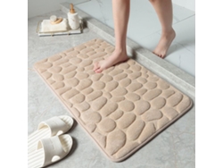 (marrón Oscuro) Alfombra De Baño Antideslizante, Estampado De Piedras, Tejido No Tejido, Muy Absorbente, Lavable.