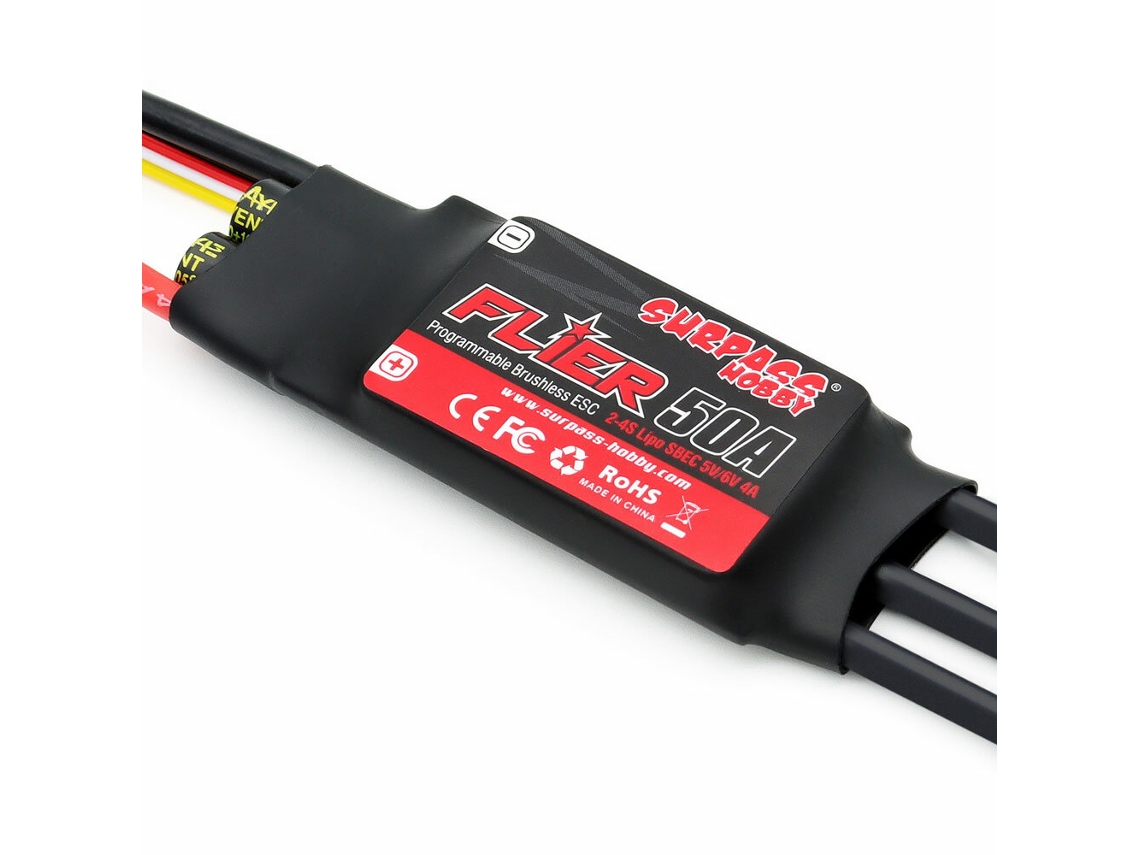 Surpass-hobby Flier Series New 32-bit 50a Brushless Esc With 5v/6v 4a Sbec 2-4s Support Programming For Rc Airplane